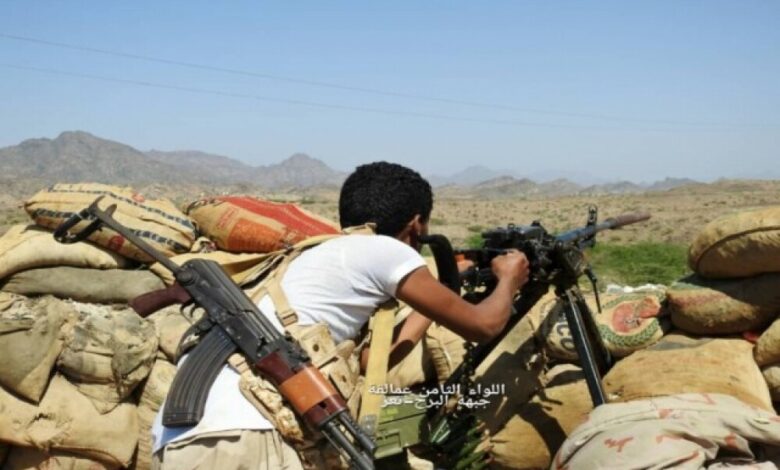 قوات اللواء 8 و20 مشاة تكسر هجوماً كبيراً للمليشيات الحوثية بجبهة البرح